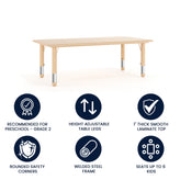 Wren Adjustable Height Kids Activity Table, Natural Plastic, 23.6"W x 47.25"L, Rectangular, Table Only