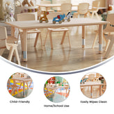 Wren Adjustable Height Kids Activity Table, Natural Plastic, 23.6"W x 47.25"L, Rectangular, Table Only