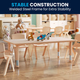Wren Adjustable Height Kids Activity Table, Natural Plastic, 23.6"W x 47.25"L, Rectangular, Table Only