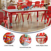 Wren Adjustable Height Kids Activity Table, Red/Gray Plastic, 23.6"W x 47.25"L, Rectangular, Table Only