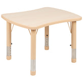 Emmy 21.875"W x 26.625"L Rectangular Natural Plastic Height Adjustable Activity Table Set with 2 Chairs