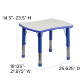 Wren 21.875''W x 26.625''L Rectangular Blue Plastic Height Adjustable Activity Table with Grey Top