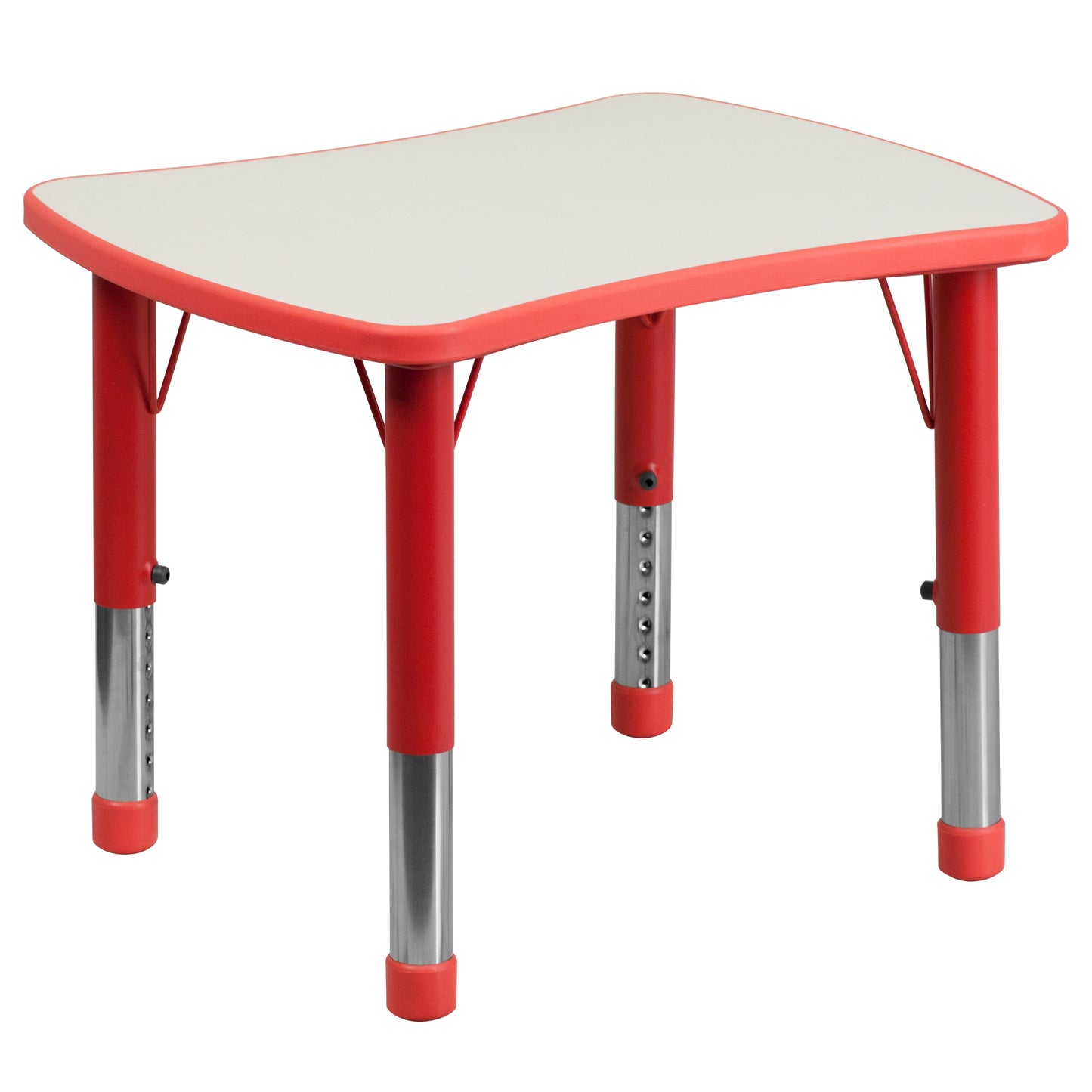 Wren 21.875''W x 26.625''L Rectangular Red Plastic Height Adjustable Activity Table with Grey Top