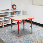 Wren 21.875''W x 26.625''L Rectangular Red Plastic Height Adjustable Activity Table with Grey Top