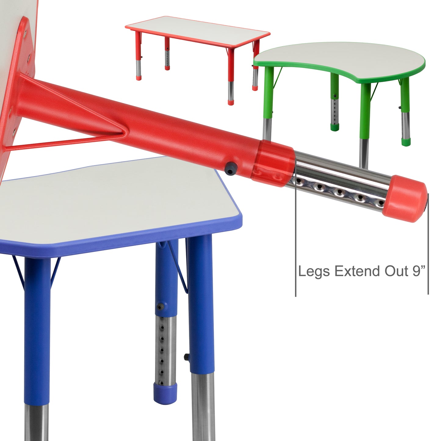 Wren 21.875''W x 26.625''L Rectangular Red Plastic Height Adjustable Activity Table with Grey Top