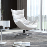 Pasithea Creamy White LeatherSoft Swivel Cocoon Chair