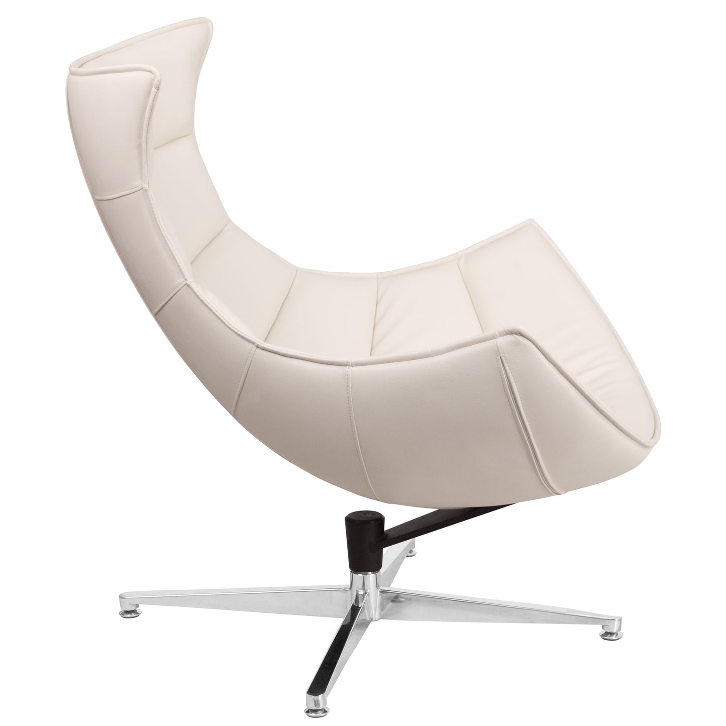 Pasithea Creamy White LeatherSoft Swivel Cocoon Chair