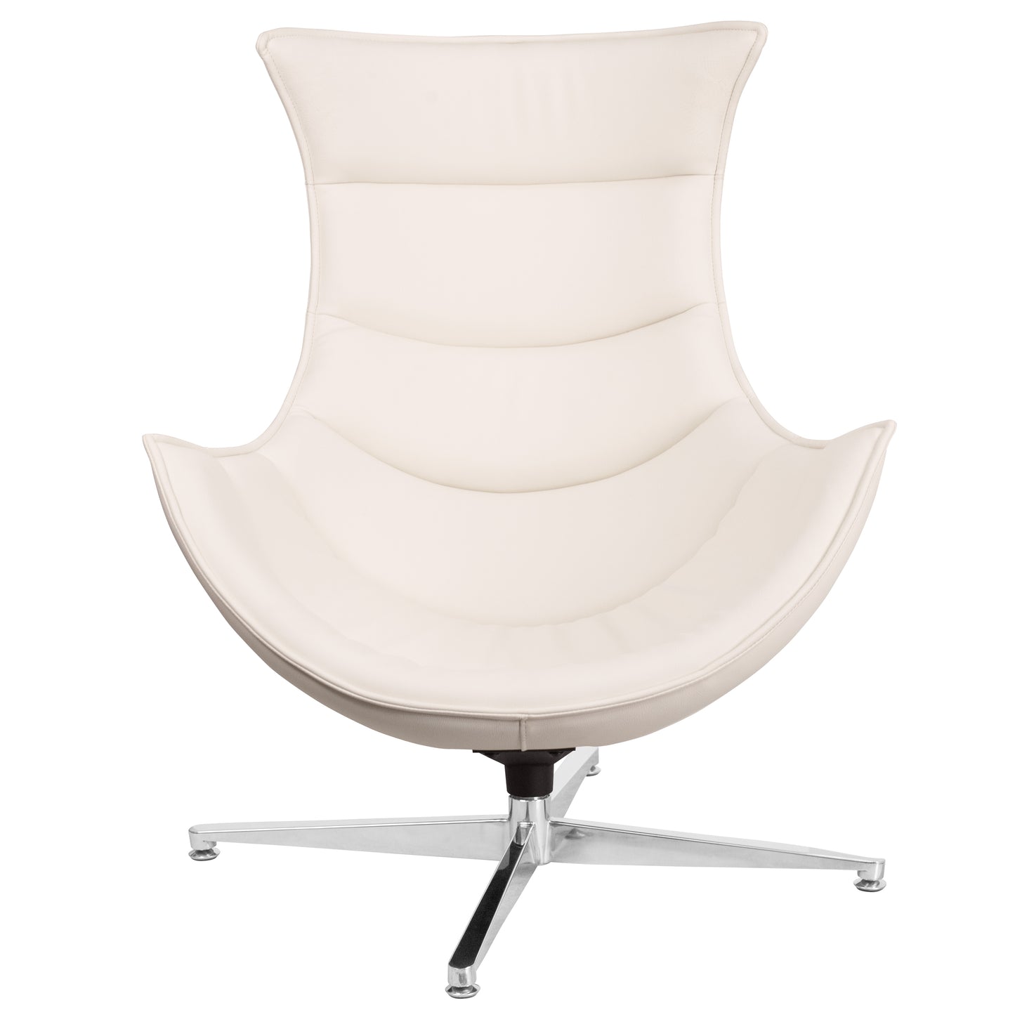 Pasithea Creamy White LeatherSoft Swivel Cocoon Chair