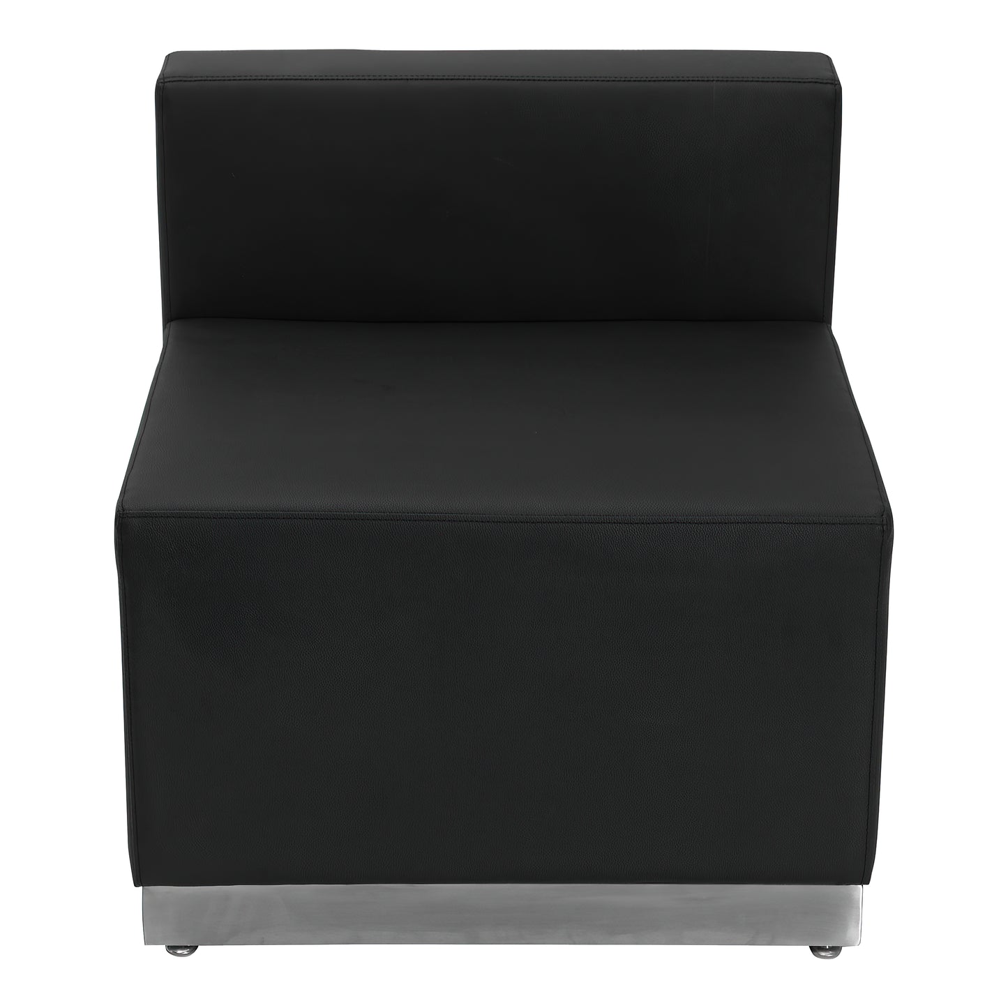 HERCULES Alon Series Black LeatherSoft Chair with Brushed Stainless Steel Base