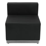 HERCULES Alon Series Black LeatherSoft Chair with Brushed Stainless Steel Base