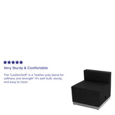 HERCULES Alon Series Black LeatherSoft Chair with Brushed Stainless Steel Base