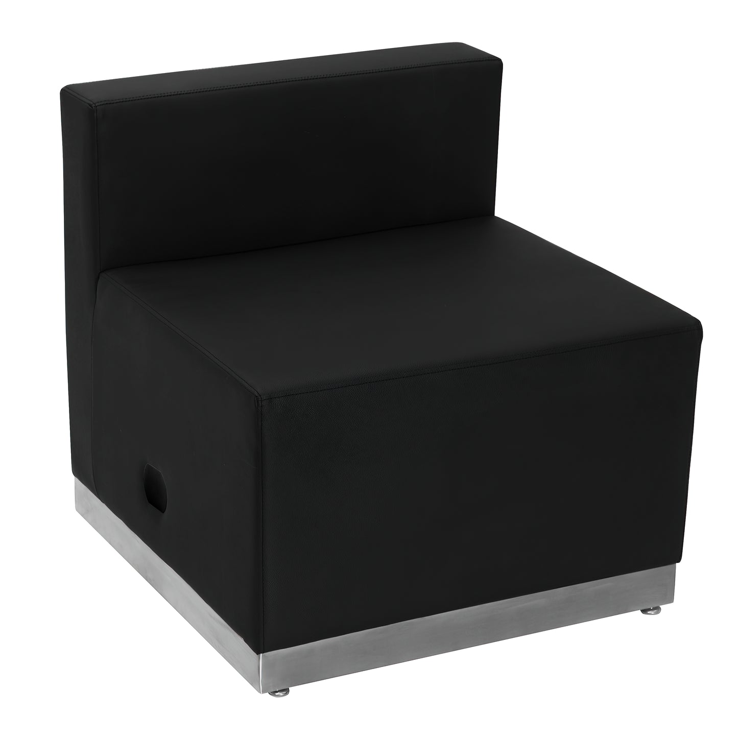 HERCULES Alon Series Black LeatherSoft Chair with Brushed Stainless Steel Base