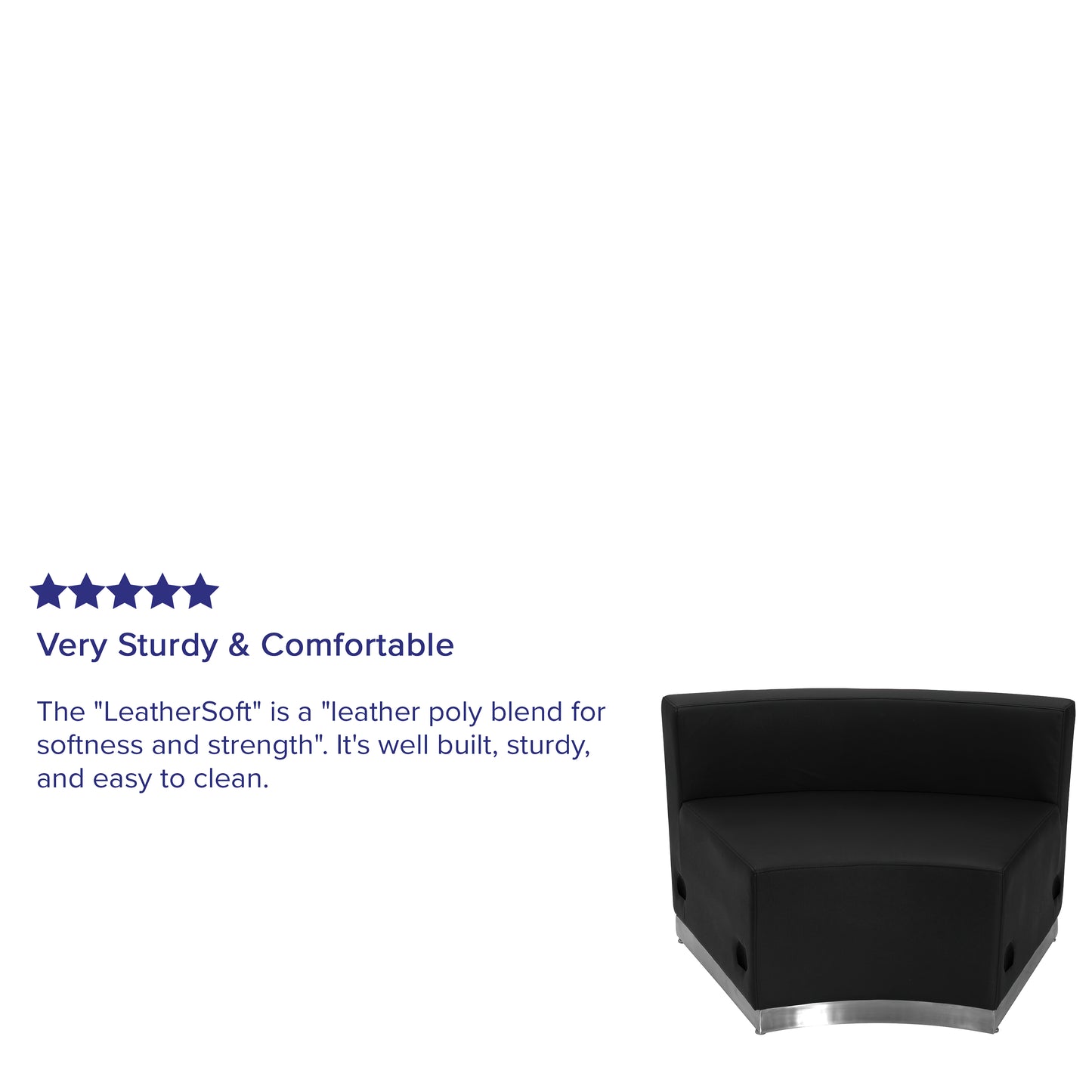 HERCULES Alon Series Black LeatherSoft Concave Chair with Brushed Stainless Steel Base