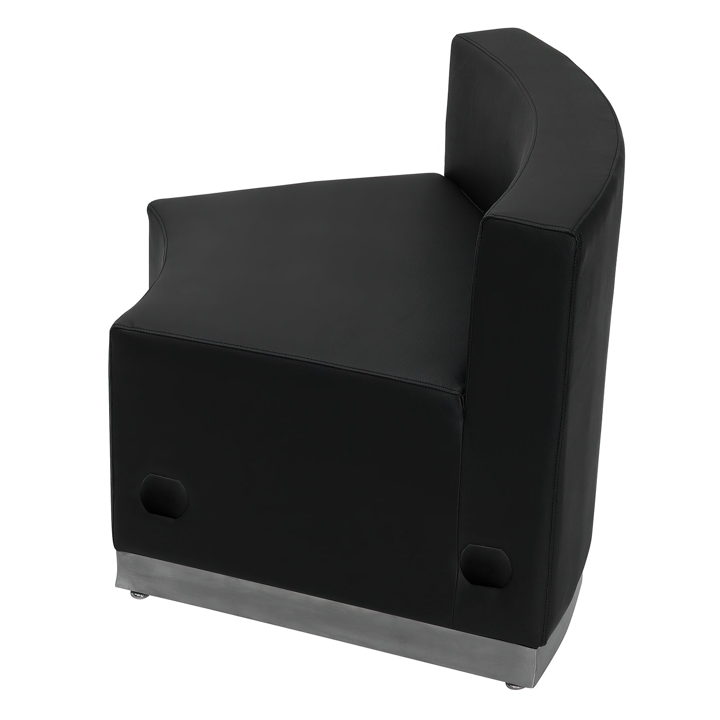 HERCULES Alon Series Black LeatherSoft Concave Chair with Brushed Stainless Steel Base