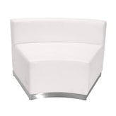 HERCULES Alon Series Melrose White LeatherSoft Concave Chair with Brushed Stainless Steel Base