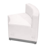 HERCULES Alon Series Melrose White LeatherSoft Concave Chair with Brushed Stainless Steel Base