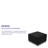 HERCULES Alon Series Black LeatherSoft Ottoman with Brushed Stainless Steel Base