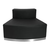 HERCULES Alon Series Black LeatherSoft Convex Chair with Brushed Stainless Steel Base