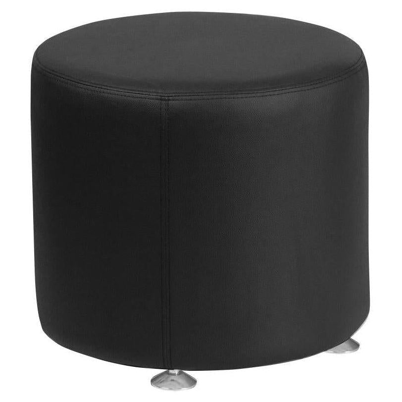 HERCULES Alon Series Black LeatherSoft 18'' Round Ottoman