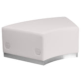 HERCULES Alon Series Melrose White LeatherSoft Backless Convex Chair with Brushed Stainless Steel Base