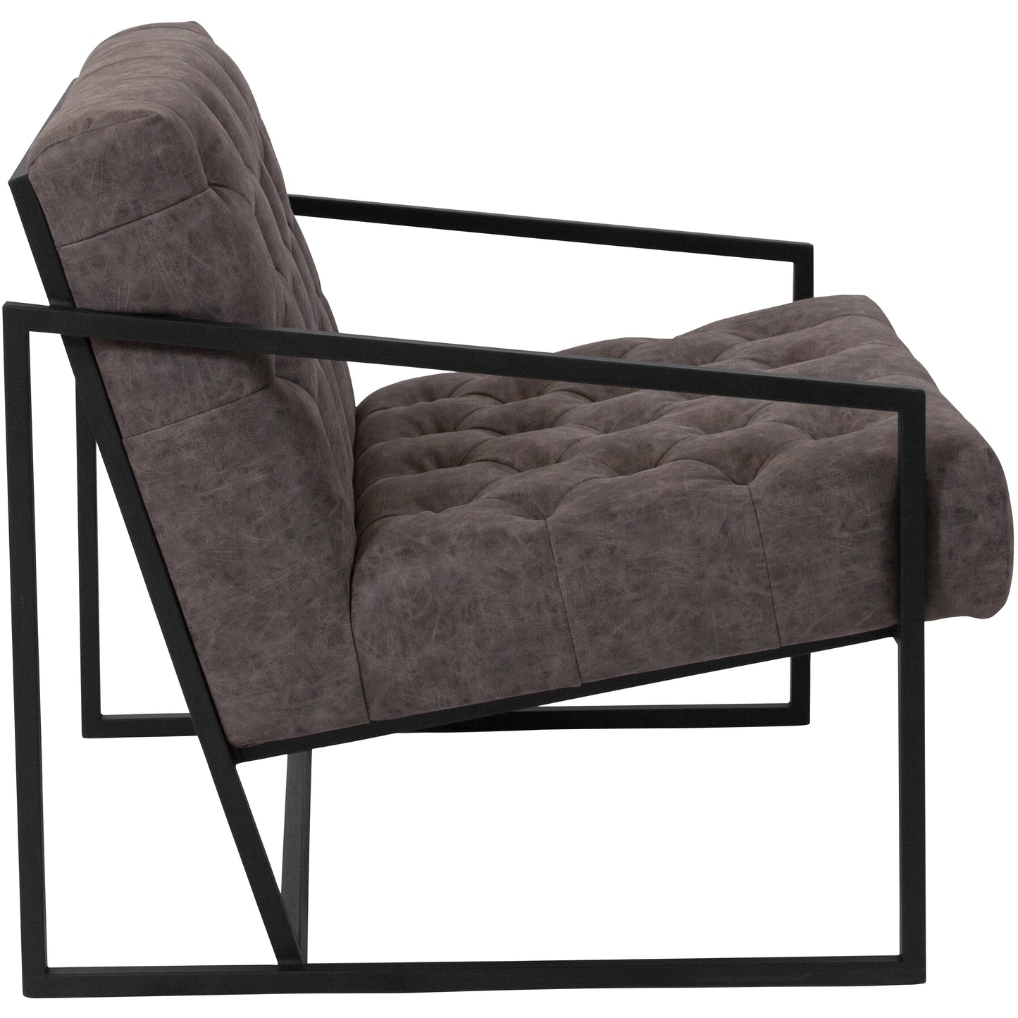 HERCULES Madison Series Retro Gray LeatherSoft Tufted Lounge Chair