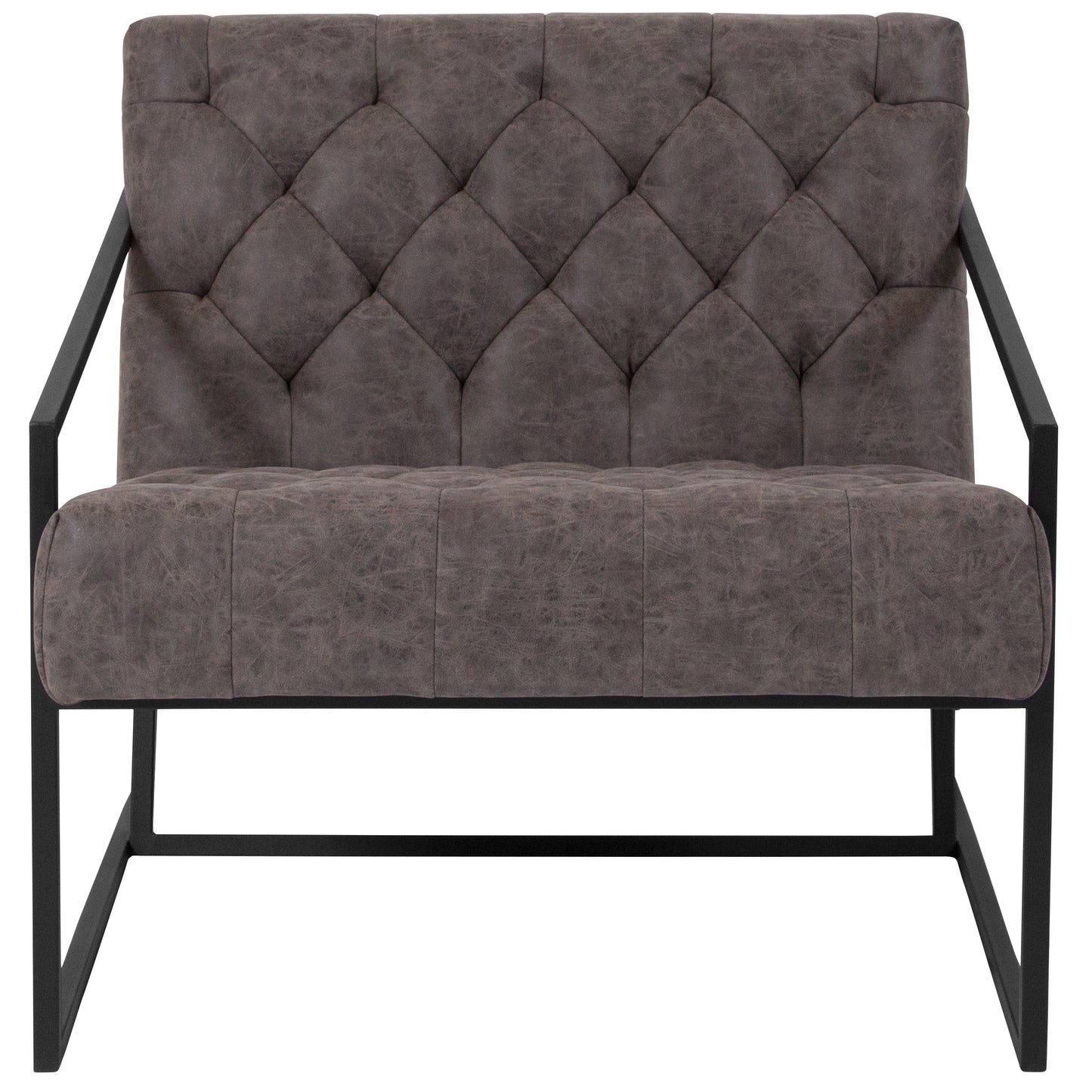 HERCULES Madison Series Retro Gray LeatherSoft Tufted Lounge Chair