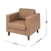 HERCULES Artemis Cognac LeatherSoft Reception Chair with 2 AC Outlets/USB/USB-C Ports and Solid Wood Walnut Legs with Adjustable Floor Glides