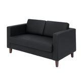 HERCULES Artemis Black LeatherSoft Reception Loveseat with 2 AC Outlets/1 USB/1 USB-C Ports and Solid Wood Walnut Legs with Adjustable Floor Glides