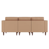 HERCULES Artemis Cognac LeatherSoft Reception Sofa with 4 AC Outlets/2 USB/2 USB-C Ports and Solid Wood Walnut Legs with Adjustable Floor Glides