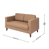 HERCULES Artemis 3 Piece Cognac LeatherSoft Reception Set, 8 AC Outlets/4 USB/4 USB-C Ports and Solid Walnut Wood Legs with Adjustable Floor Glides
