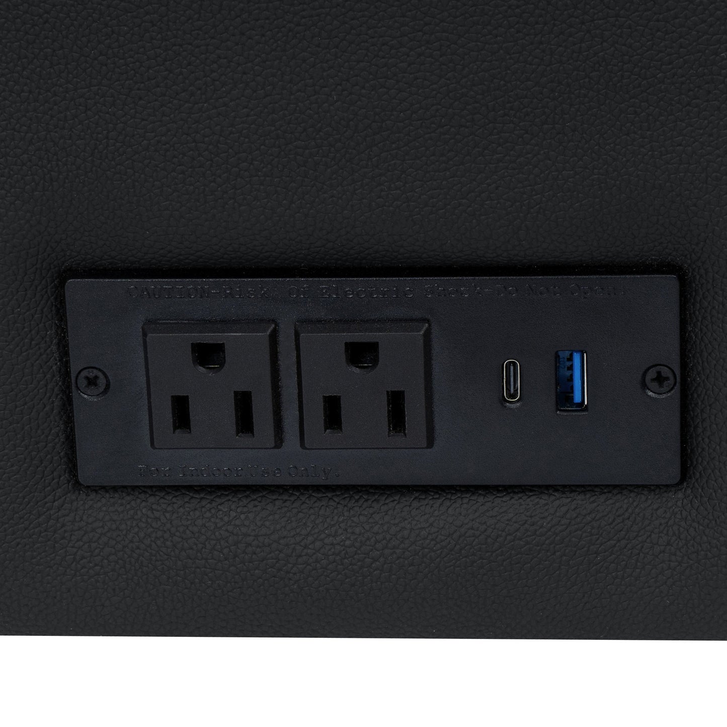 HERCULES Artemis 3 Piece Black LeatherSoft Sofa and 2 Chair Set, 8 AC Outlets/4 USB/4 USB-C Ports, Solid Wood Walnut Legs with Adjustable Glides