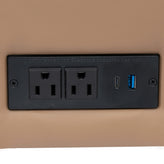 HERCULES Artemis 3 Piece Cognac LeatherSoft Sofa and 2 Chair Set, 8 AC Outlets/4 USB/4 USB-C Ports, Solid Wood Walnut Legs with Adjustable Glides