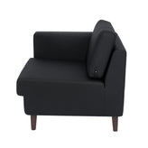 HERCULES Artemis Black LeatherSoft Left Arm Reception Chair, 2 AC Outlets/1 USB/1 USB-C Ports and Wooden Walnut Legs with Adjustable Floor Glides