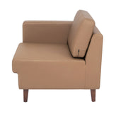 HERCULES Artemis Cognac LeatherSoft Left Arm Reception Chair, 2 AC Outlets/1 USB/1 USB-C Ports and Wooden Walnut Legs with Adjustable Floor Glides