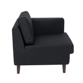 HERCULES Artemis Black LeatherSoft Right Arm Reception Chair, 2 AC Outlets/1 USB/1 USB-C Ports and Wooden Walnut Legs with Adjustable Floor Glides