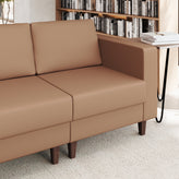 HERCULES Artemis Cognac LeatherSoft Right Arm Reception Chair, 2 AC Outlets/1 USB/1 USB-C Ports and Wooden Walnut Legs with Adjustable Floor Glides