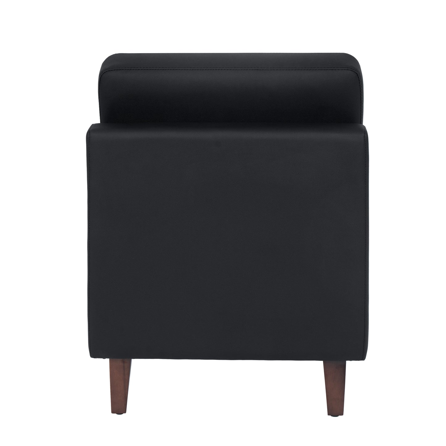 HERCULES Artemis Black LeatherSoft Middle Reception Chair with Wooden Walnut Legs with Adjustable Floor Glides