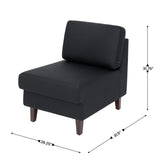 HERCULES Artemis Black LeatherSoft Middle Reception Chair with Wooden Walnut Legs with Adjustable Floor Glides