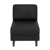 HERCULES Artemis Black LeatherSoft Middle Reception Chair with Wooden Walnut Legs with Adjustable Floor Glides