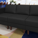 HERCULES Artemis Black LeatherSoft Middle Reception Chair with Wooden Walnut Legs with Adjustable Floor Glides