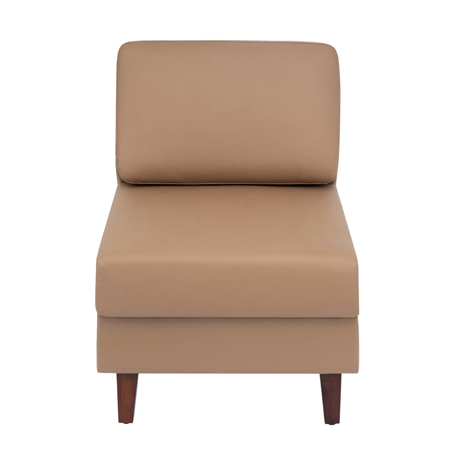 HERCULES Artemis Cognac LeatherSoft Middle Reception Chair with Wooden Walnut Legs with Adjustable Floor Glides