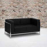 HERCULES Imagination Series Contemporary Black LeatherSoft Loveseat with Encasing Frame