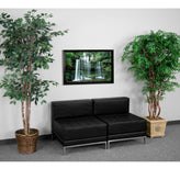 HERCULES Imagination Series Black LeatherSoft Lounge Set with Ganging Clips, 2 Pieces