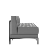 HERCULES Imagination Series 3 Piece Gray LeatherSoft Waiting Room Lounge Set with Ganging Clips - Reception Bench with Ganging Clips