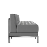 HERCULES Imagination Series 4 Piece Gray LeatherSoft Waiting Room Lounge Set with Ganging Clips - Reception Bench with Ganging Clips