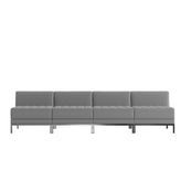 HERCULES Imagination Series 4 Piece Gray LeatherSoft Waiting Room Lounge Set with Ganging Clips - Reception Bench with Ganging Clips