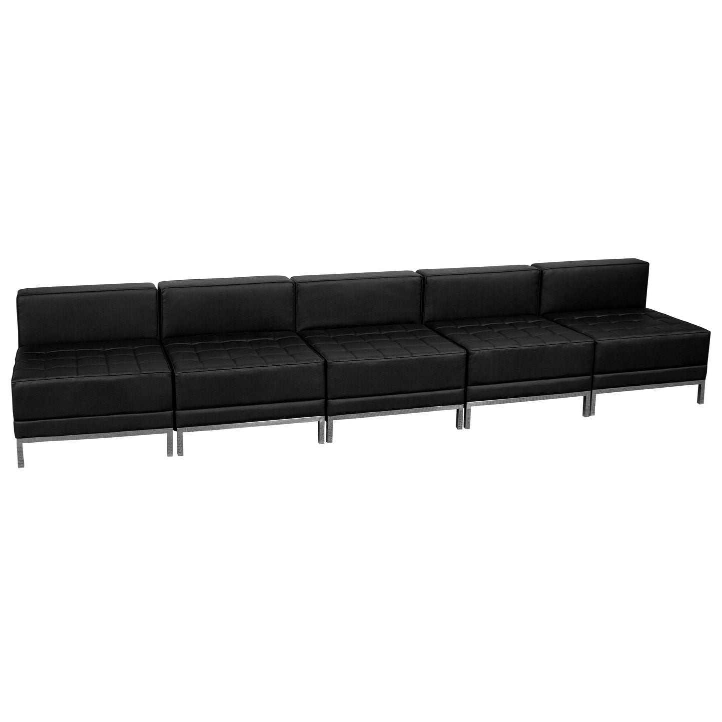 HERCULES Imagination Series Black LeatherSoft Lounge Set with Ganging Clips, 5 Pieces