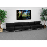 HERCULES Imagination Series Black LeatherSoft Lounge Set with Ganging Clips, 5 Pieces