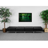 HERCULES Imagination Series Black LeatherSoft Four Seat Bench with Ganging Clips
