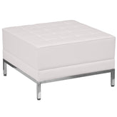 HERCULES Imagination Series Melrose White LeatherSoft Ottoman